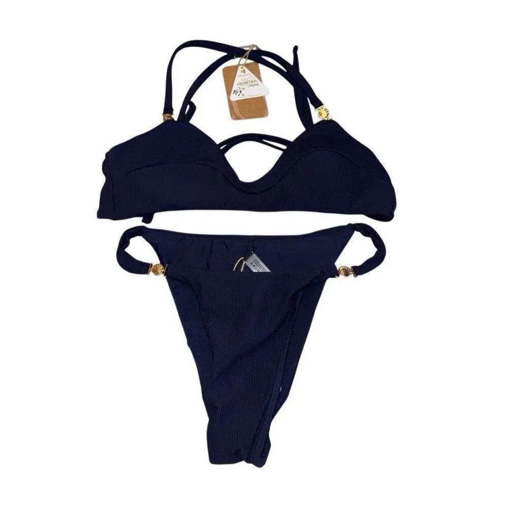 NWT Berlook Swimming Set Button Medium Bra Small